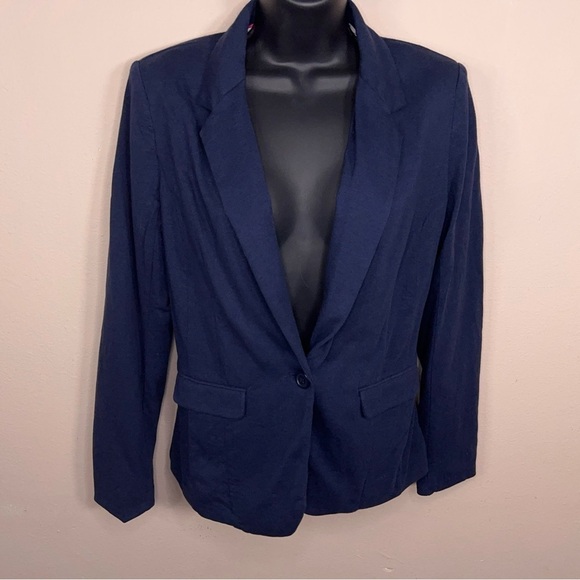 Small Company Ellen Tracy Blue Stretch Lined Blazer Womens Button Closure - Picture 8 of 14